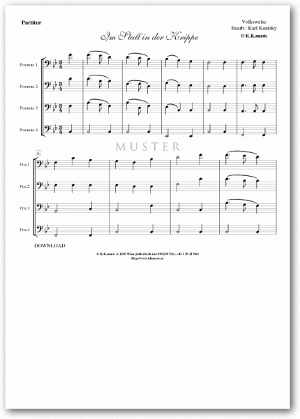 VOLKSWEISE - Im Stall in der Krippe - Weihnachten (Posaunenquartett)