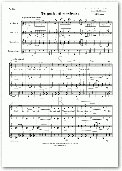 KRAKAUER, Alexander - Du guater Himmelvater (Schrammelquartett)