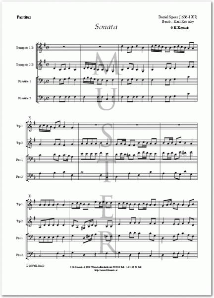 SPEER, Daniel - Sonata (Blechbläser Quartett)