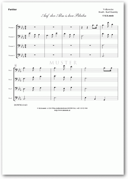 VOLKSWEISE - Auf der Alm is koa Bleibn (Posaunenquartett)
