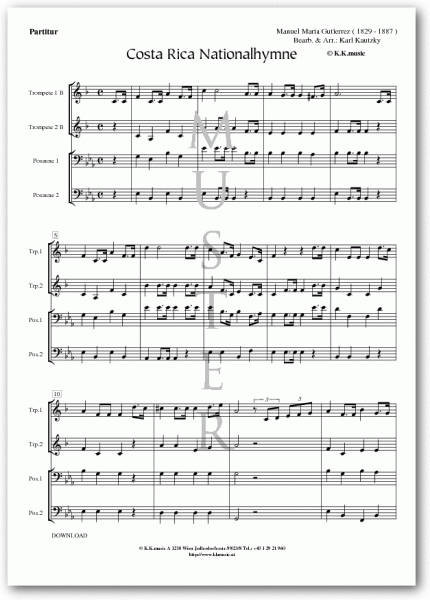 Costa Rica Nationalhymne - GUTIERREZ, Manuel Maria (Blechbläserquartett)