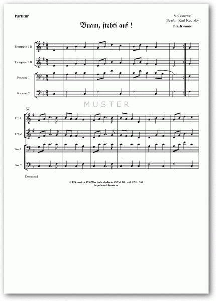 VOLKSWEISE - Buam, stehts auf - Weihnachten (Blechbläserquartett)