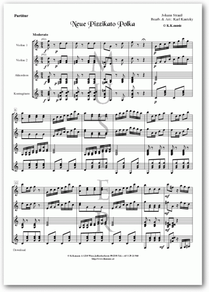 STRAUSS, Johann - Neue Pizzikato Polka (Schrammelquartett)