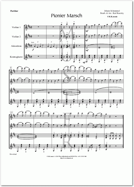 SCHRAMMEL, Johann - Pionier Marsch (Schrammelquartett)