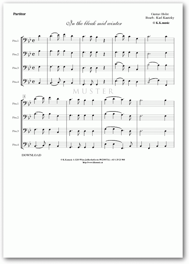 Holst Gustav In The Bleak Mid Winter Weihnachten Posaunenquartett