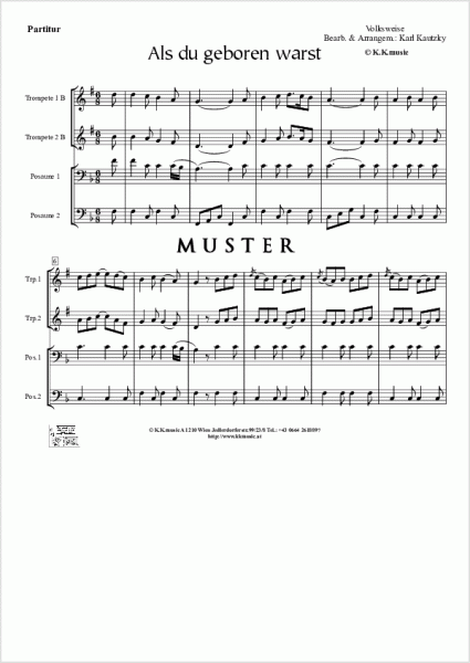 VOLKSWEISE - Als du geboren warst - Weihnachten (Blechbläser Quartett)