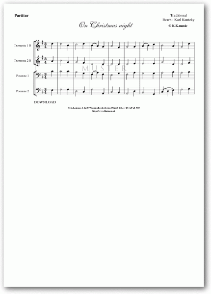 TRADITIONAL - On Christmas night - Weihnachten (Blechbläserquartett)