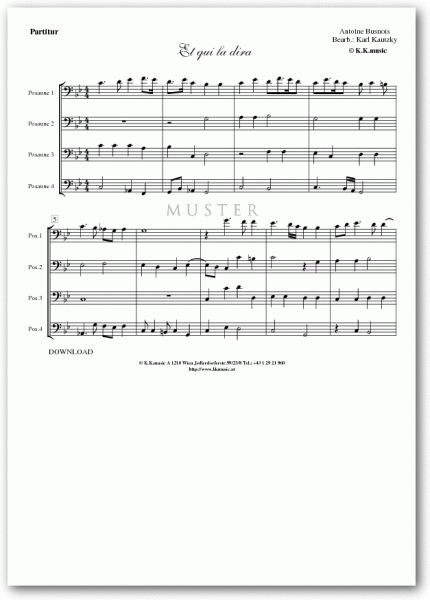 BUSNOIS, Antoine - Et qui la dira (Posaunenquartett)