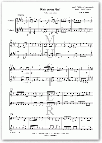 ROSENZWEIG Wilhelm - Mein erster Ball (Violinduett)
