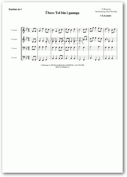 VOLKSWEISE - Übers Tol bin i gaunga (2 Trompeten 2 Posaunen)