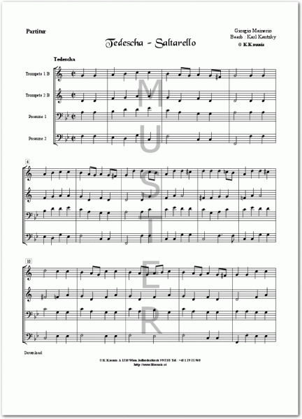 MAINERIO, Giorgio - Tedescha - Saltorello (Blechbläser Quartett)