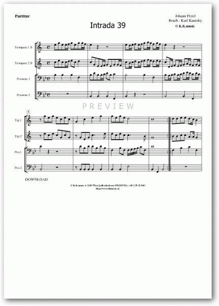 PEZEL, Johann - Intrada 39 (Blechbläserquartett)