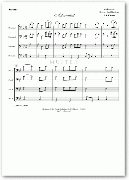 VOLKSWEISE - Adventlied - Weihnachten (Posaunenquartett)