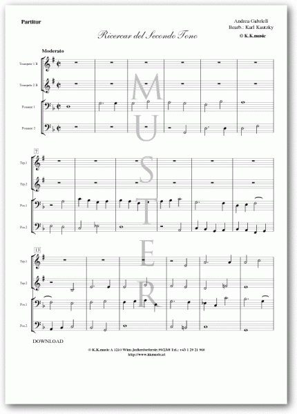 GABRIELI, Andrea - Ricercar del Secondo Toni (Blechbläserquartett)