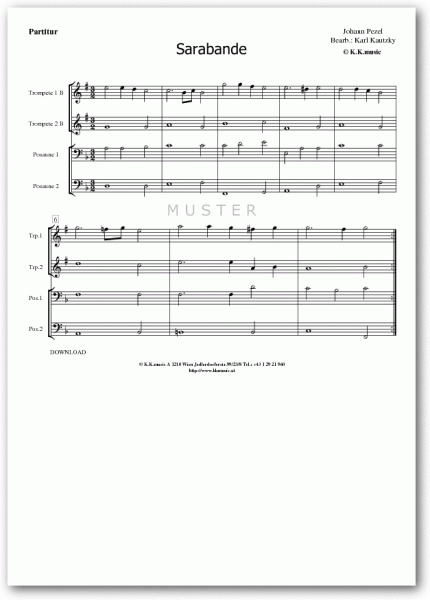 PEZEL, Johann - Sarabande (Blechbläserquartett)