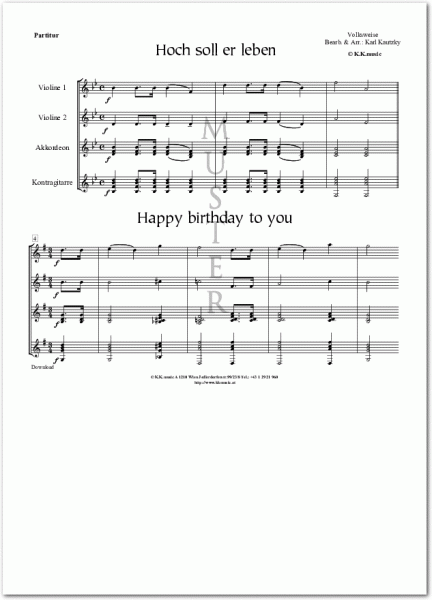 VOLKSWEISE - Hoch soll er leben - Happy birthday to you (Schrammelquartett)