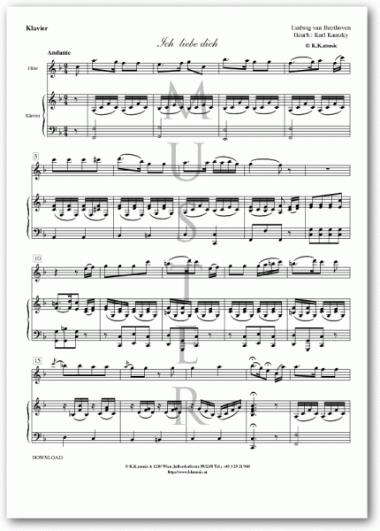 BEETHOVEN, Ludwig van - Ich liebe dich (Flöte - Klavier)