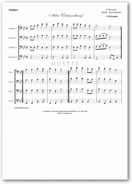 VOLKSWEISE - Alter Weihnachtsruf - Weihnachten (Posaunenquartett)