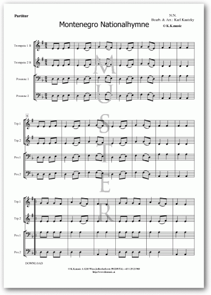 Montenegro Nationalhymne - N. N. (Blechbläserquartett)