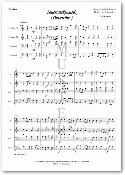 HÄNDEL, Georg Friedrich - Feuerwerksmusik - Ouvertüre (2 Trompeten - 2 Posaunen)