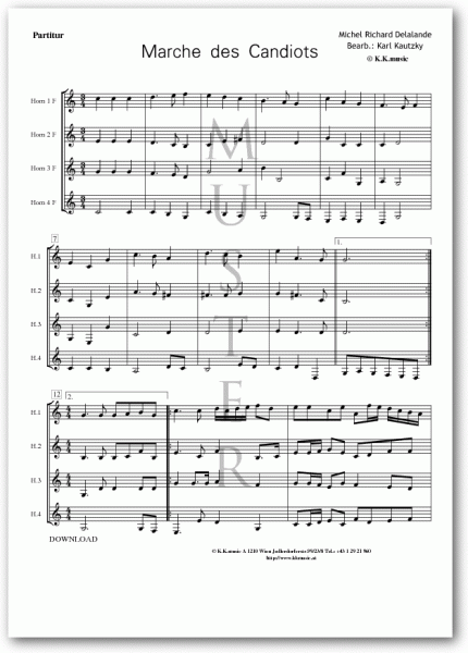 DELALANDE, Michel Richard - Marche des Candiots (Hornquartett)