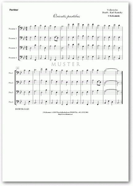 VOLKSWEISE - Orientis partibus - Weihnachten (Posaunenquartett)
