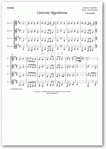SCANDELLUS, Antonius - Canzona Napolitana (Hornquartett)