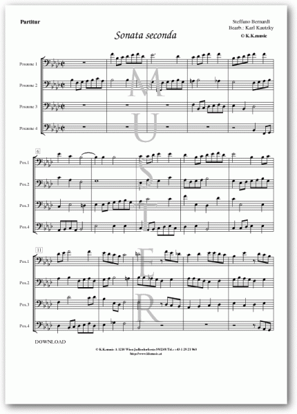 BERNARDI, Steffano - Sonata seconda (Posaunenquartett)