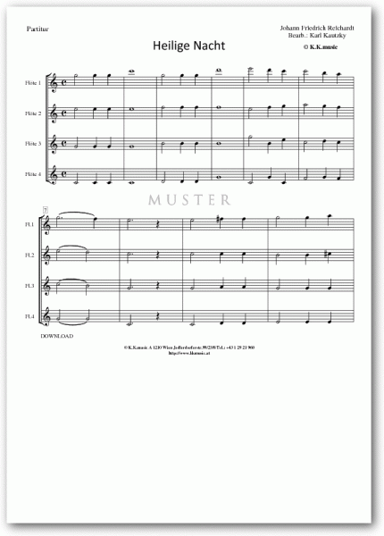 REICHARDT, Johann Friedrich - Heilige Nacht - Weihnachten (Flötenquartett)