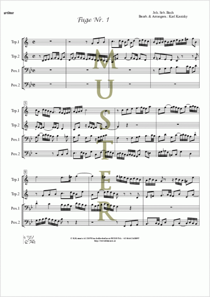 BACH, Johann Sebastian - Fuge Nr.1 (Blechbläserquartett)