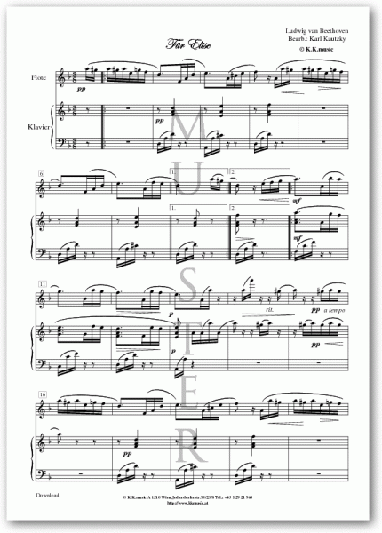 BEETHOVEN Ludwig van - Für Elise (Flöte - Klavier)