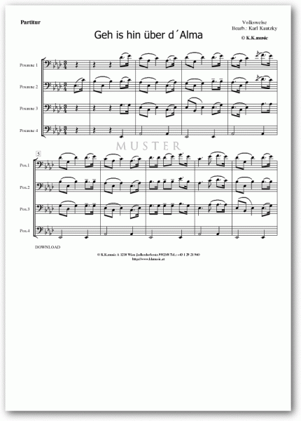 VOLKSWEISE - Geh is hin über d´Alma (Posaunenquartett)