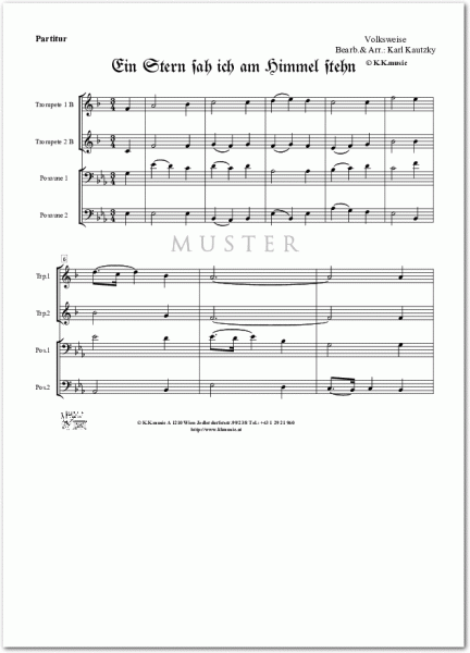 VOLKSWEISE - Ein Stern sah ich am Himmel stehn - Weihnachten (Blechbläser Quartett)