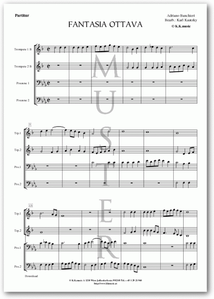 BANCHIERI, Adriano - Fantasia Ottava (Blechbläserquartett)