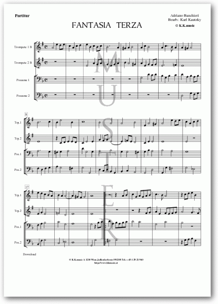 BANCHIERI, Adriano - Fantasia Terza (Blechbläserquartett)