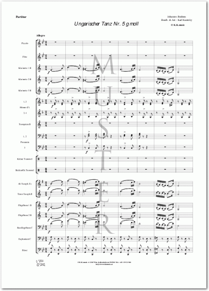 BRAHMS, Johannes - Ungarischer Tanz Nr. 5 g moll (Blasmusik)