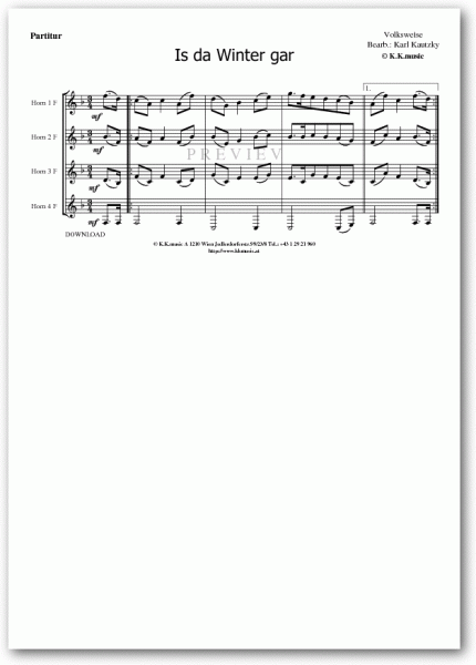 VOLKSWEISE - Is der Winter gar (Hornquartett)