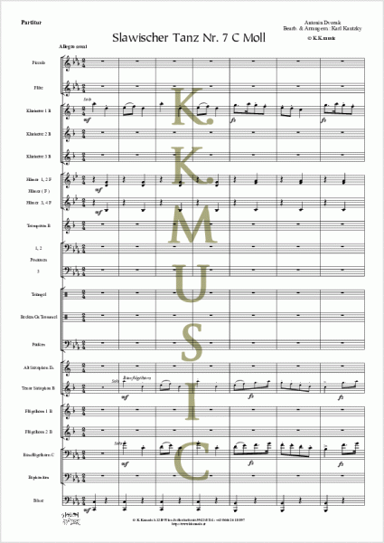 DVORAK, Antonin - Slawischer Tanz Nr. 7 C Moll (Blasmusik)