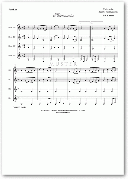 VOLKSWEISE - Hirtenweise - Weihnachten (Hornquartett)