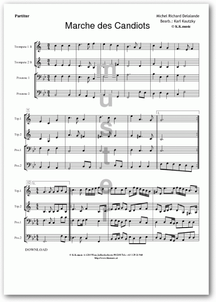 DELALANDE, Michel Richard - Marche des Candiots (Blechbläserquartett)