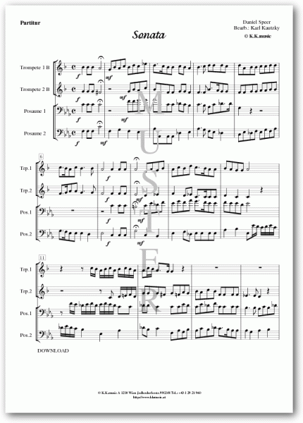 SPEER, Daniel - Sonata (Blechbläserquartett)