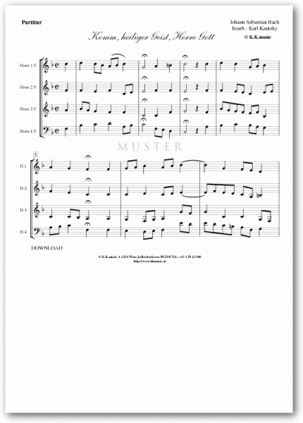 BACH, Johann Sebastian - Komm heiliger Geist Herre Gott (Hornquartett)