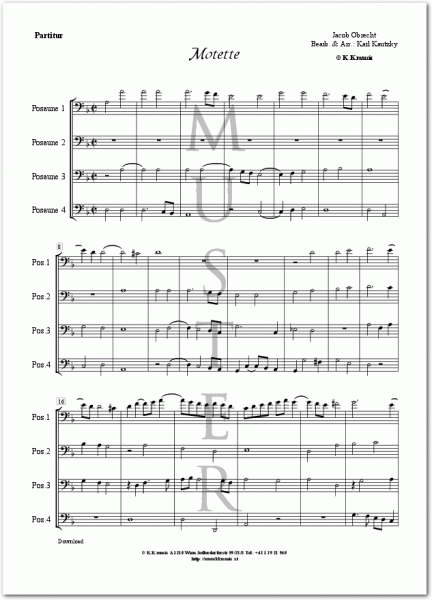 OBRECHT, Jacob - Motette (Posaunenquartett)