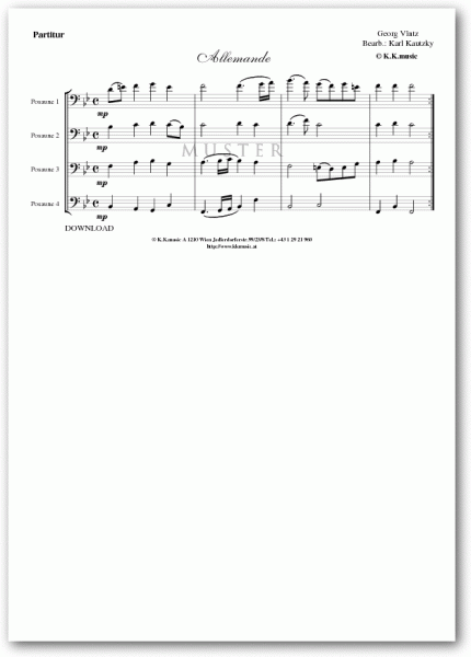 VINTZ, Georg - Allemande (Posaunenquartett)