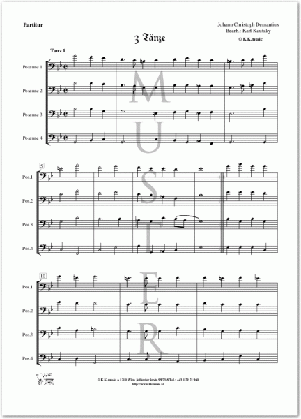 DEMANTIUS, Johann Christoph - 3 Tänze (Posaunenquartett)