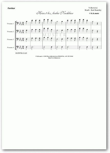 VOLKSWEISE - Hiazt los liaba Nachbar - Weihnachten (Posaunenquartett)