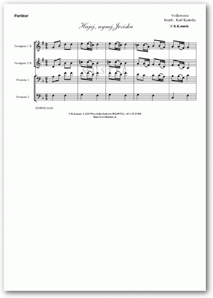 VOLKSWEISE - Hajej, nynej, Jezisku - Weihnachten (Blechbläserquartett)
