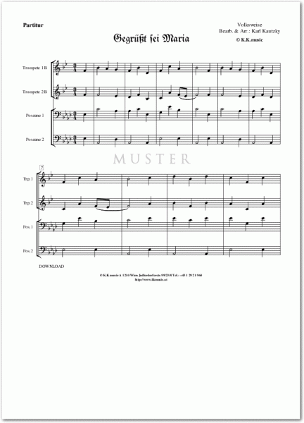 VOLKSWEISE - Gegrüßt sei Maria (Blechbläser Quartett)