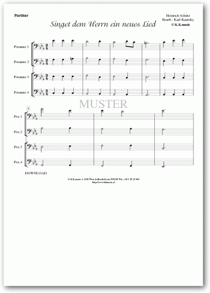 SCHÜTZ, Heinrich - Singet dem Herrn ein neues Lied - Weihnachten (Posaunenquartett)