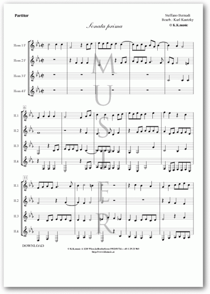 BERNARDI, Steffano - Sonata prima (Hornquartett)
